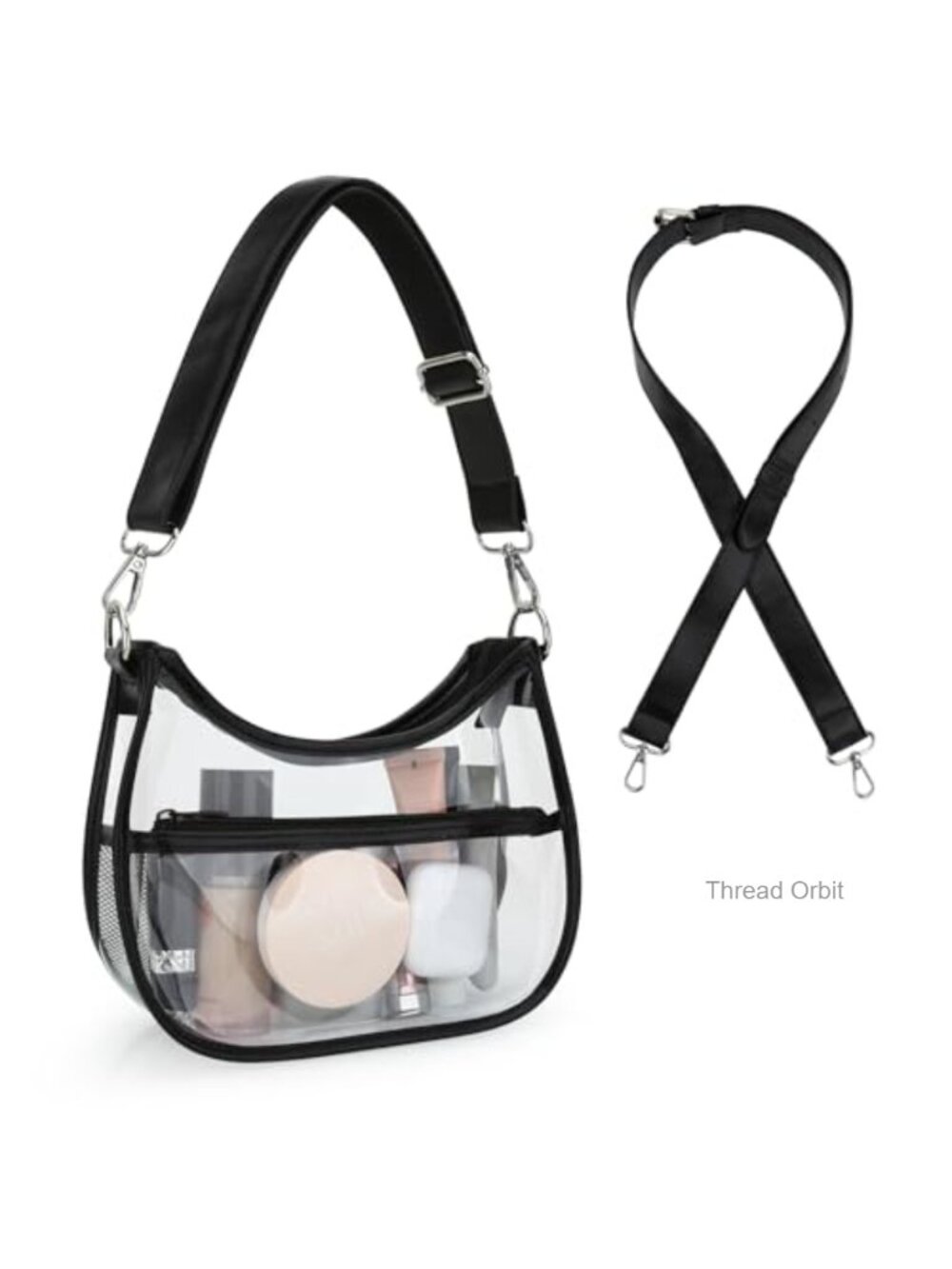 Clear Crossbody Bag Waterproof Transparent PVC w/ 2 Adjustable Straps